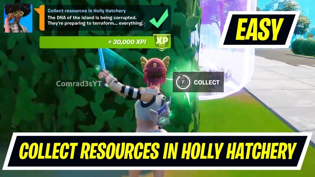 Collect resources in Holly Hatchery - Fortnite Week 9 Legendary Quest