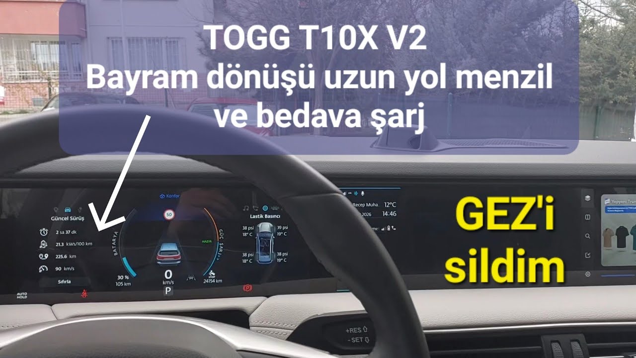 TOGG T10X V2 - GEZ çökme sorunu ve Bayramda bedava sarj ile menzil