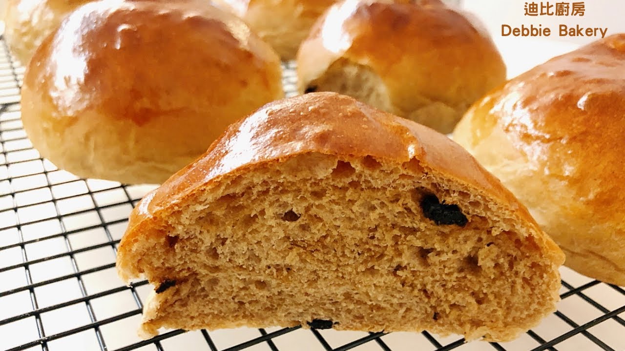 港式提子小麥包 (老麵種）Hong Kong style raisin bread(old dough) 迪比廚房 Debbie
