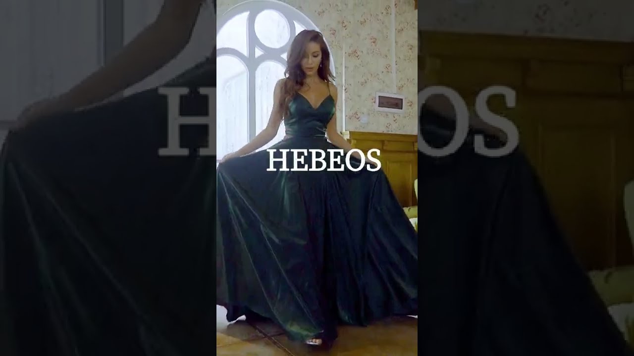 HEBEOS-A-Line/Princess Satin Ruffles V-neck Sleeveless Sweep/Brush Train Dresses