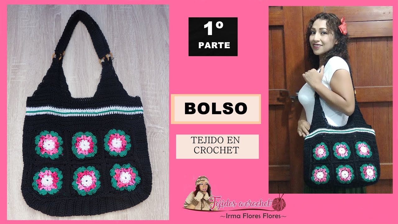 BOLSO GRANDE PARA IR DE COMPRAS/ BOLSO TEJIDO EN CROCHET GRANDE Y ESPACIOSO  1º PARE - YouTube