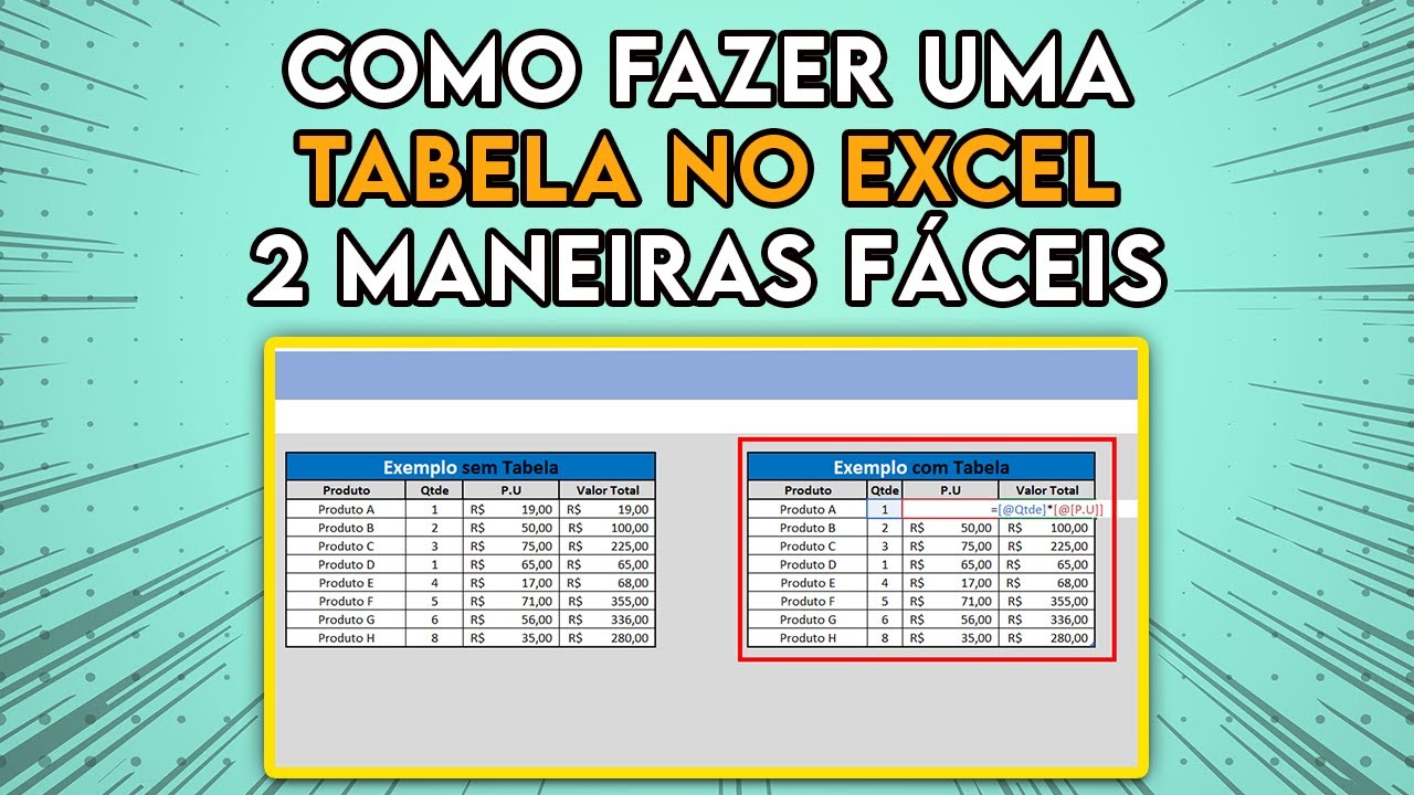 Tabela No Excel Maneiras F Ceis De Fazer Uma Tabela No Excel Youtube