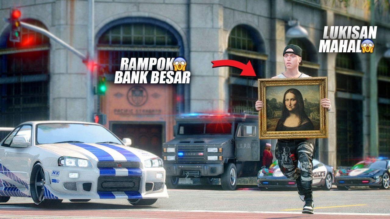 AKSI EPIC KEI UNTUK PERAMPOKAN BIG BANK MENCURI LUKISAN TERMAHAL DI GTA 5 ROLEPLAY !!!