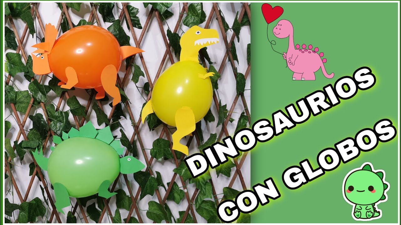 Como hacer dinosaurios con globos y cartulina - Manualidades con globos  2021 