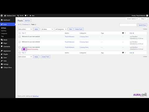 How to Delete, Bulk Delete and Restore Posts in WordPress with Aura One