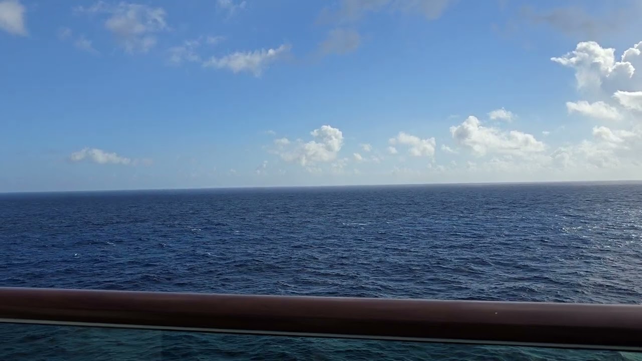 Relaxing calm sea view from cruise ship balcony 4k