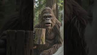 a hilarious AI video of Bigfoot and yeti chilling in the woods