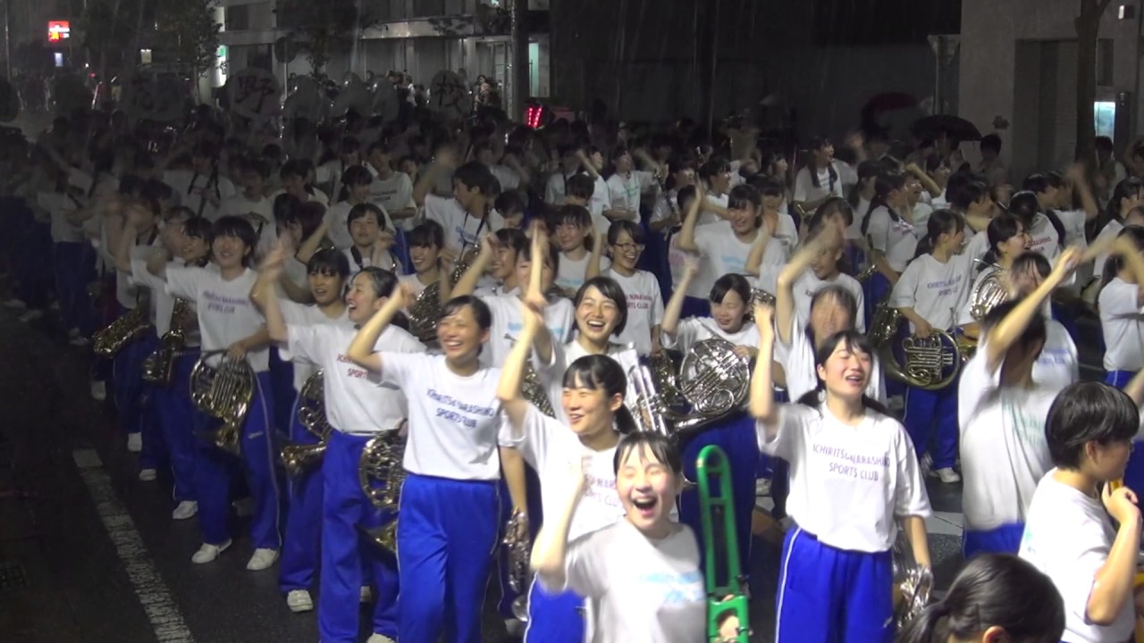 [2017-07-16]大雨の「きらっとサンバパレード」＜習志野市立習志野高校吹奏楽部：第24回習志野市民まつり習志野きらっと2017@市役所通り＞