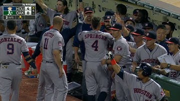 HOU@OAK: Altuve drives in Springer with a double