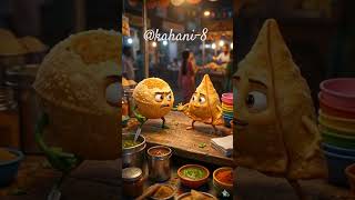 🔥 Golgappa vs Samosa: Street Food Fight! 😄#ai #viral #@kahani-8