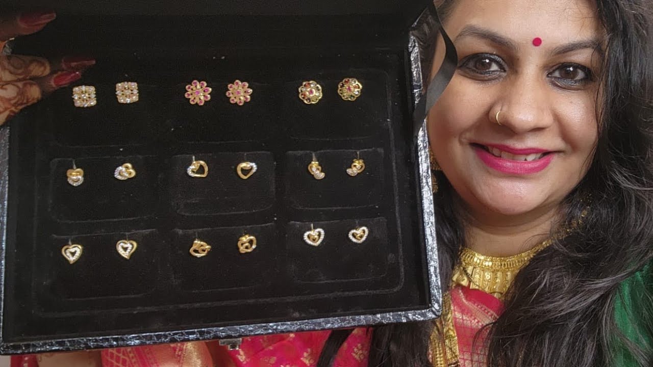 Light weight diamond gold plated daily wear Gold stud earrings best