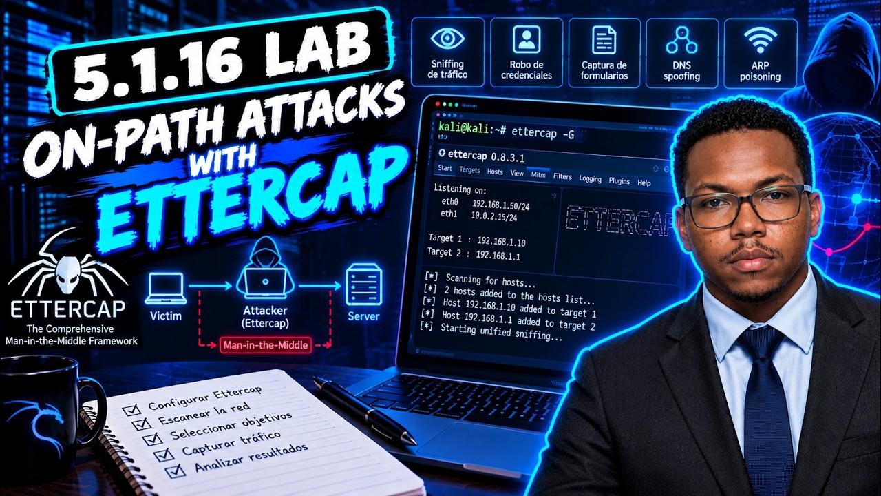 5.1.16 Lab - On-Path Attacks with Ettercap - YouTube