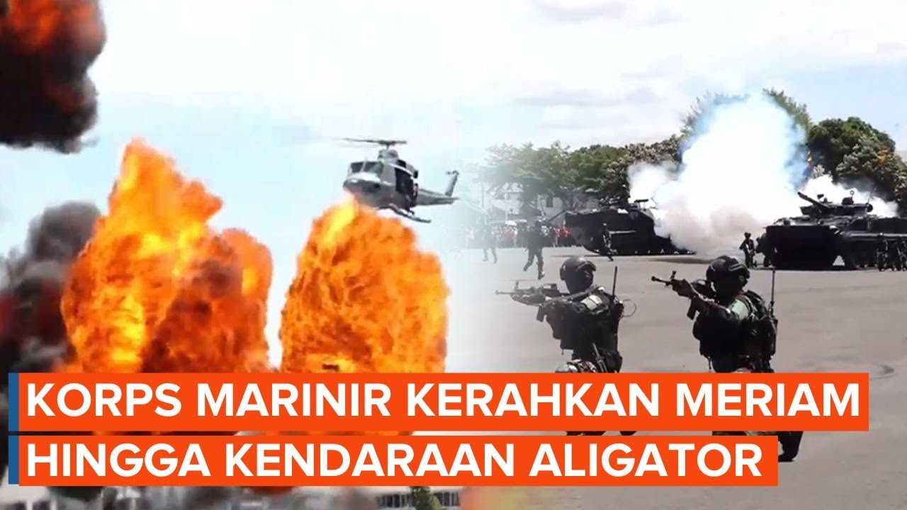 Korps Marinir Tunjukan Manuver,  Kerahkan Helikopter  hingga Kendaraan Aligator