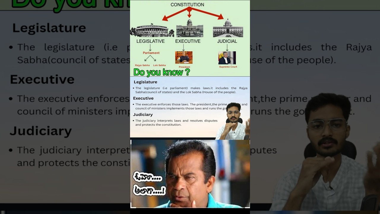 Difference b/w Legislature, Executive & Judiciary in Polity 