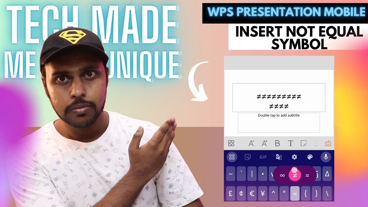 How to insert not equal symbol in wps presentation mobile | wps presentation mobile