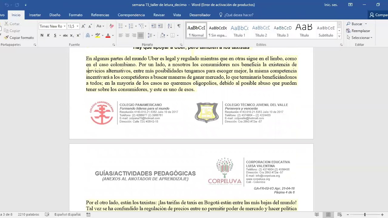 4/06/2020 TALLER DE LECTURA, DÉCIMO, SEMANA 15 Y 16: LECTURA REFLEXIVA.