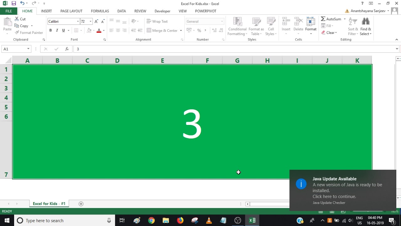Excel for Kids - #1 - Color with number - YouTube