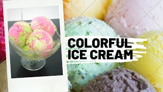 Homemade vanilla ice cream recipe/how to make vanilla ice cream at home/Colorful ice cream recipe/