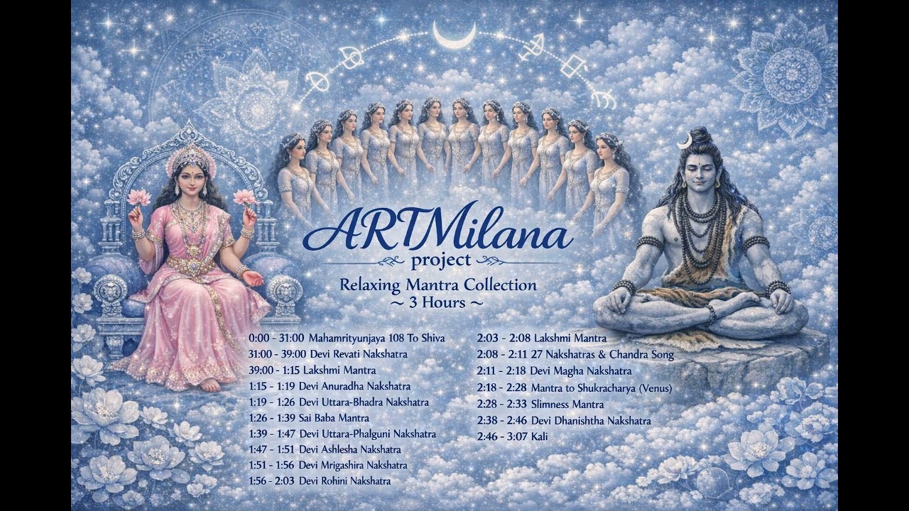 ARTMilana Project Relaxing Mantra Collection – 3 Hours | Shiva, Lakshmi, Nakshatras, Sai Baba 