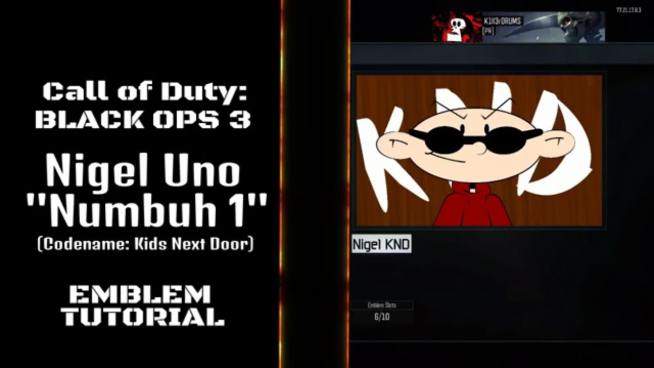 Bo3 Nigel Uno Numbuh 1 Emblem Tutorial Codename Kids Next Door