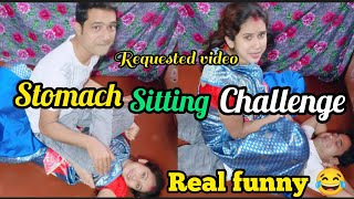Stomach Sitting Challenge Wife And Husband Request Videofunny Videostomach Sitting Couple Challeng