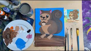 How to Paint a Squirrel - Super Easy Acrylic Painting Tutorial for Beginners
