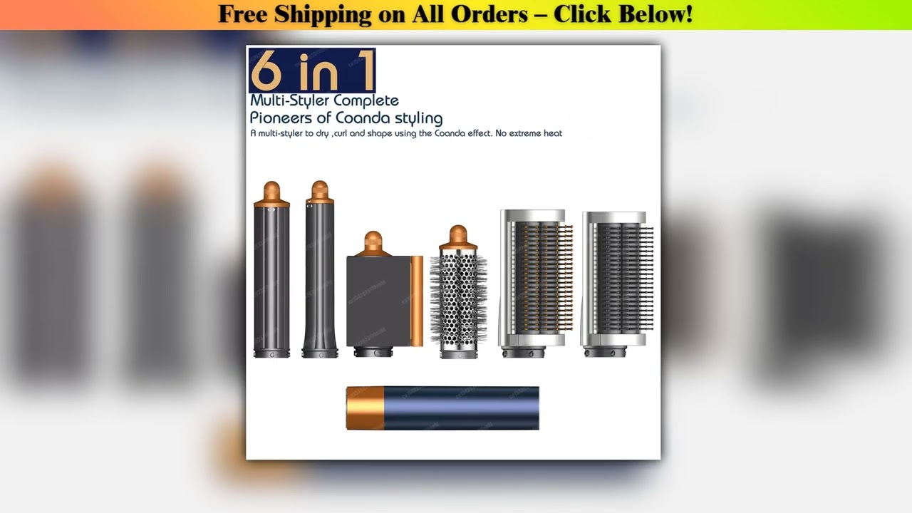 New 6 in 1 Hair Styler Auto Curling Dryer Wrap Hot/Cold Air Dryer 1300W Hair Straightener Curling