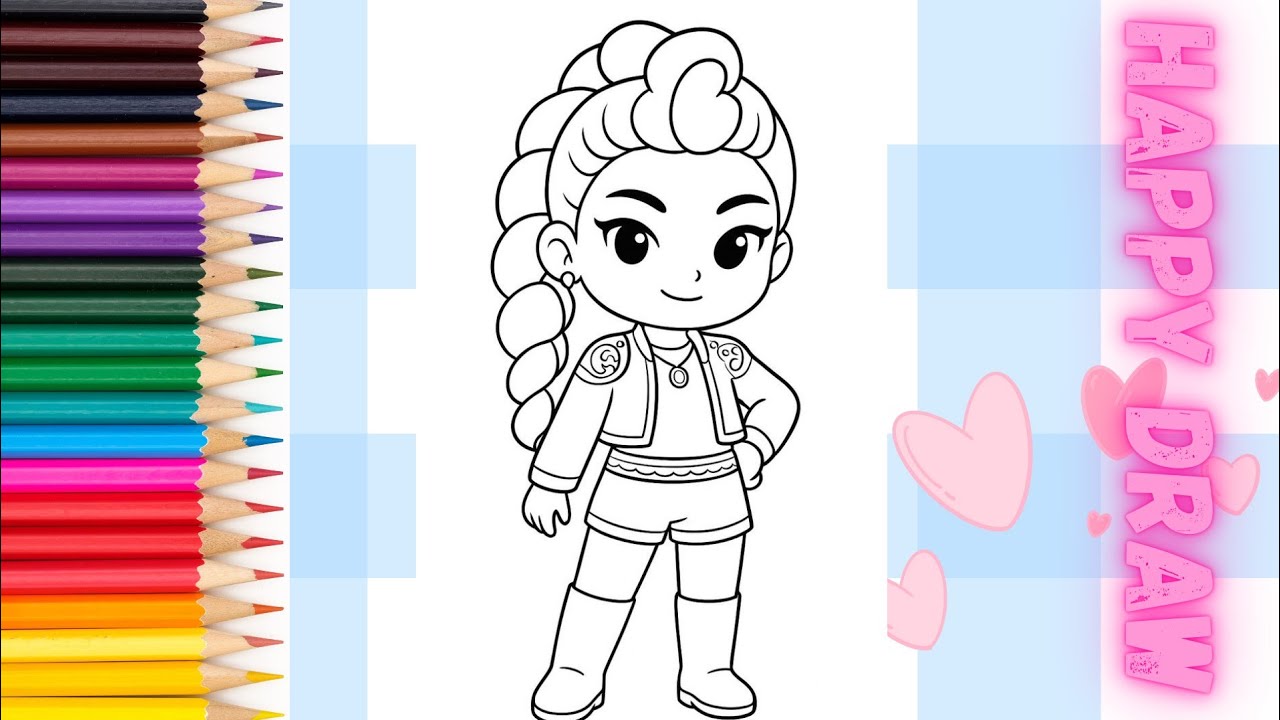 Rumi KPop demon hunter | drawing and coloring for kids and toddlers ...