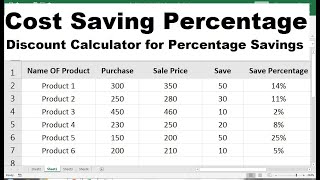 how to calculate cost savings of a product in excel