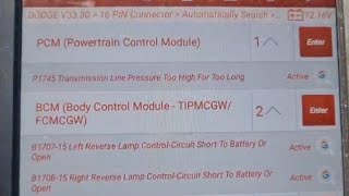 Dodge/Chrysler P1745 Transmission Line Pressure Too High For Too Long fault