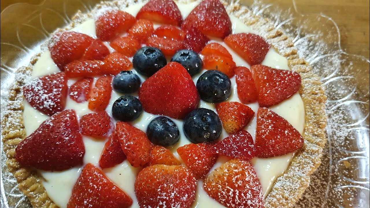 CROSTATA  CESTINI CREMA PASTICCERA E FRAGOLE MIRTILLI FRIGGITRICE AD ARIA