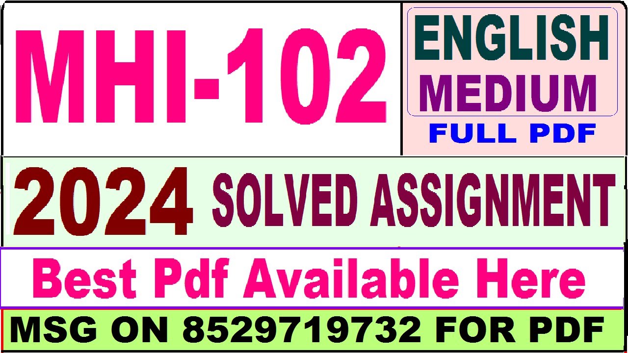 MHI 102 solved assignment 2024 || mhi 102 solved assignment 2023-24 in English || ignou mhi102 2024