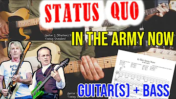 How To Play "IN THE ARMY NOW" (by STATUS QUO) on Guitar(s) & Bass (Francis Rossi, Rick Parfitt) 4K