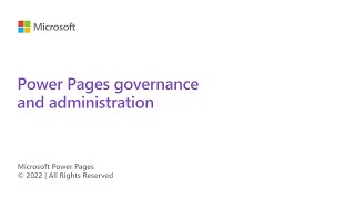 Power Pages governance and administration