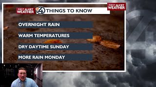 Cloudy, warm and mostly dry Sunday