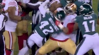 Trent Williams \& K'von Wallace FIGHT | Eagles \& 49ers BRAWL During NFC Championship Game (EJECTED)