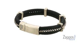 Steve Madden Double Strand Leather Box Chain Bracelet SKU: 9105313