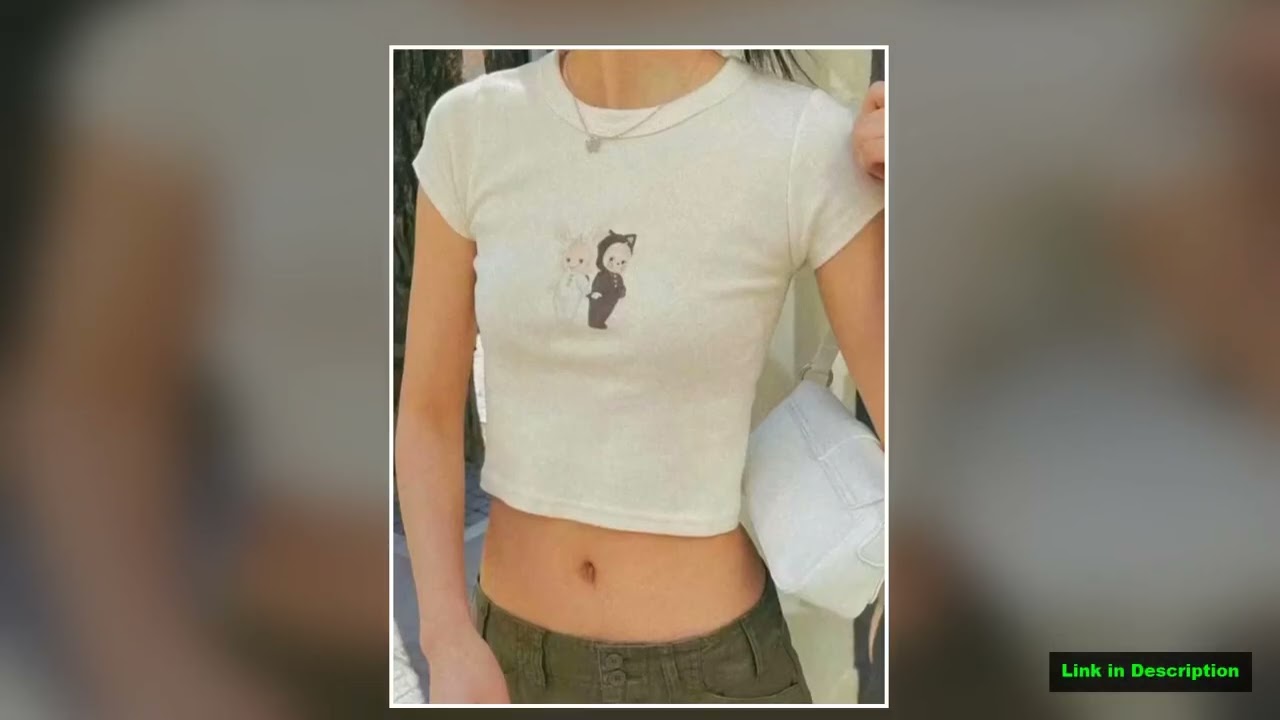 Kitty Bunny Baby Crop Top Women Summer Cotton Round Neck Short Sleeve Slim Tshirts Female Casual