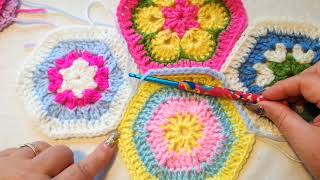 Joining hexagons with single crochet tutorial Crochet Nuts