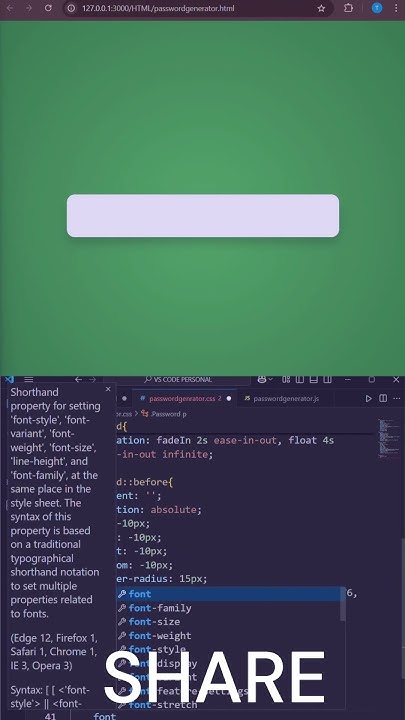 PASSWORD GENERATOR using HTML CSS JS #viralvideo #webdevelopemnt # ...