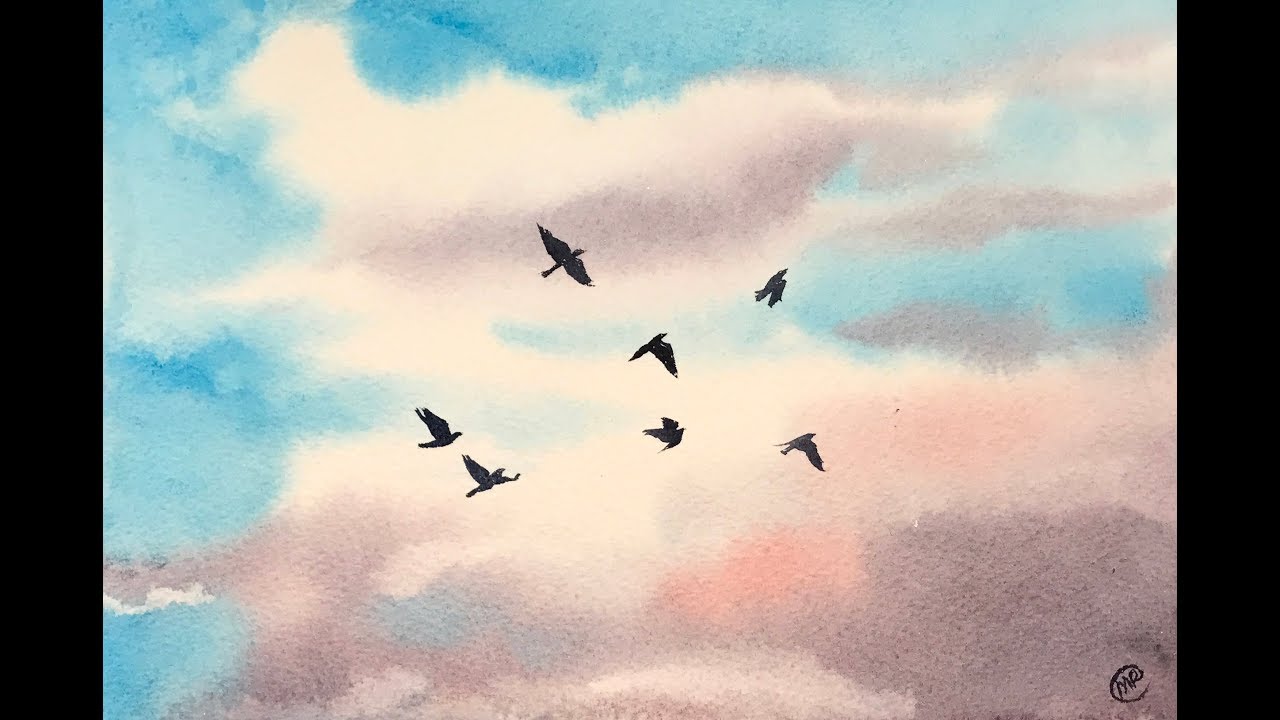 Beginners Watercolors Easy Sky Painting Tutorial