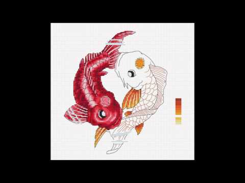 Процесс создания схемы по вышивке крестом. "Карпы Богатства"