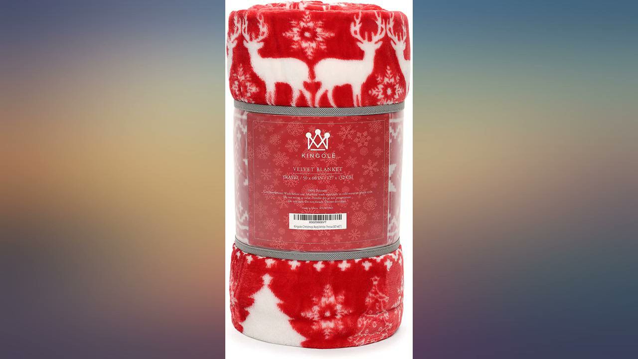 Kingole Flannel Fleece Microfiber Throw Blanket, Luxury Christmas Red Reindeer Twin review