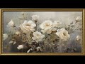 Deep Red Roses with Gold Frame | Timeless Botanical Oil Painting TV Wallpaper