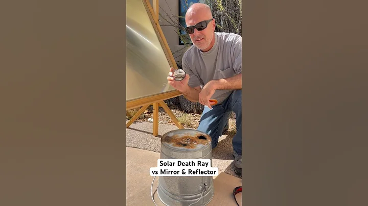 Giant lens whacks mirror and orange reflector with solar death ray #physics #science #solar #energy