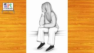 رسم سهل | تعليم رسم بنت كيوت مع شعر طويل سهل بالرصاص خطوه بخطوه للمبتدئين بطريقة سهلة | رسم بنات