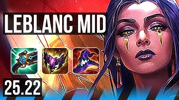 LEBLANC vs ORIANNA (MID) | 64k DMG, 26/3/13, 7 solo kills, Legendary | KR Diamond | 25.22