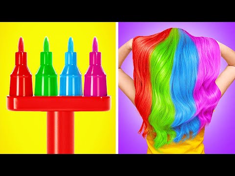 COLORFUL BEAUTY HACKS || Creative And Bright Girly Hacks For Any Occasion by 123 GO! SERIES