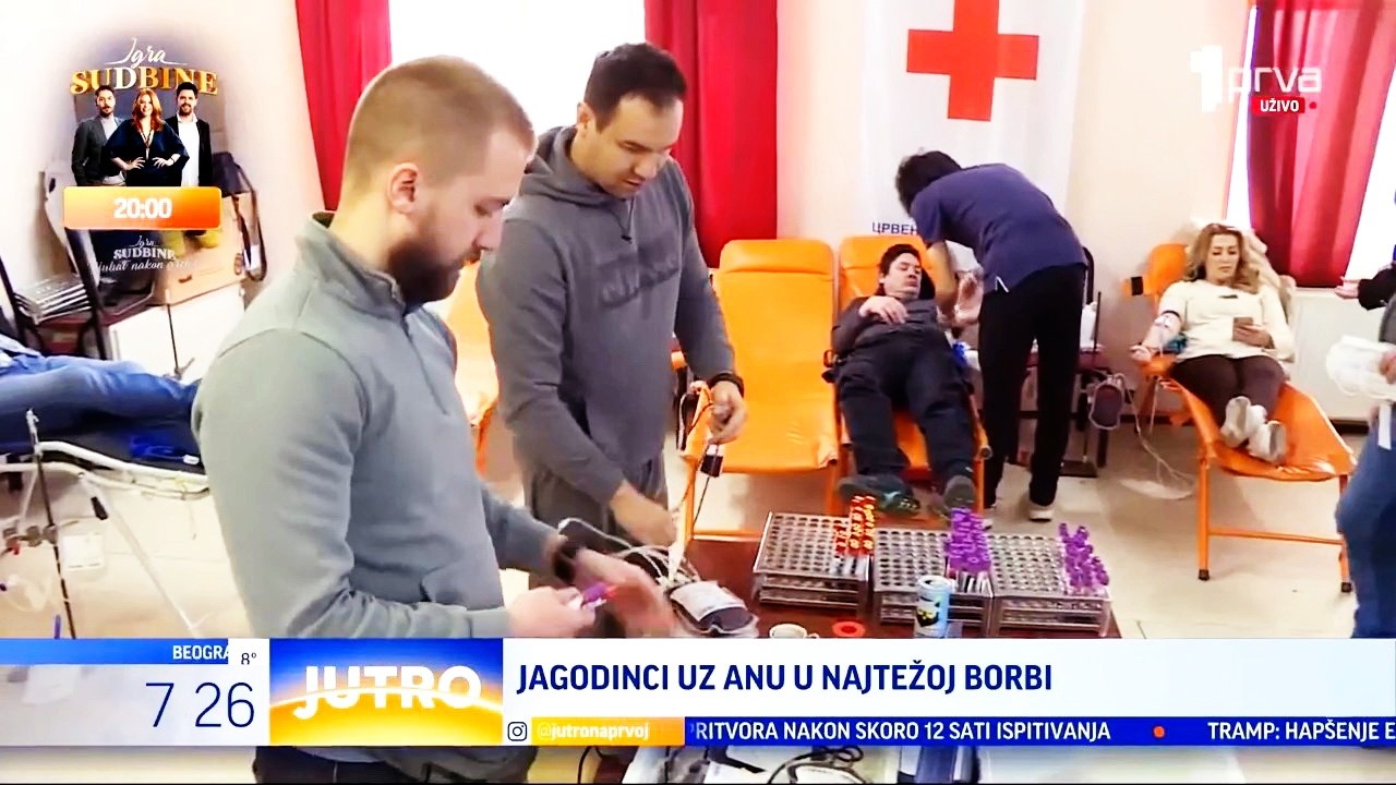 Jutarnje uključenje za TV PRVA - Akcija dobrovoljnog davanja krvi za Anu iz Dragoševca