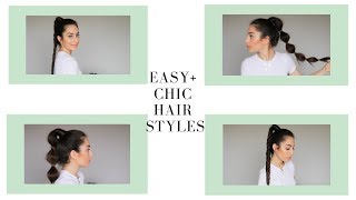 THREE QUICK + CHIC HAIR STYLES FOR LONG HAIR/HIGH PONY/FISHTAIL/BUBBLE PONY screenshot 2